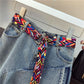 Fashion  2 Piece Set Skirt and Tops Plus Size Women Summer Pleated Short-sleeve Shirt Asymmetric Denim Skirt Two-piece Set