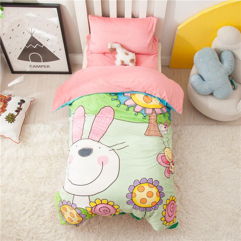 Autumn and Winter Kindergarten Milk Velvet Thick Warm Double-sided Fleece Bed Three-piece Quilt Winter Quilt Baby Nap Quilt