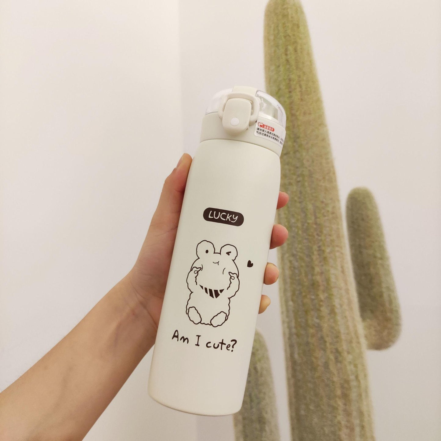 Cup Ins Male and Female Students Korean Version of Cute Household Anti-fall High-value Large-capacity Straw Thermos Cup