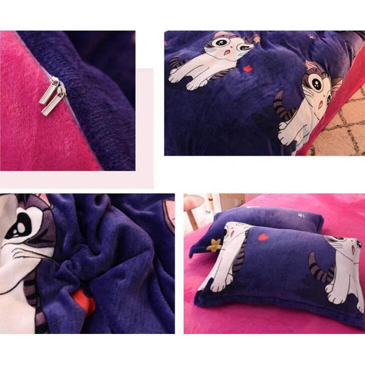 4pcs Bedding Set Cartoon Bed Linen Quilt Cover Pillowcase Winter Warm Kids Children's Bedding Sets