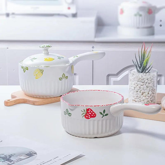 Ceramic Small Milk Pot, Instant Noodle Pot, Small Boiling Pot, Milk, Cute Baby Food Supplement Pot, Small Pot, Household Noodle Casserole