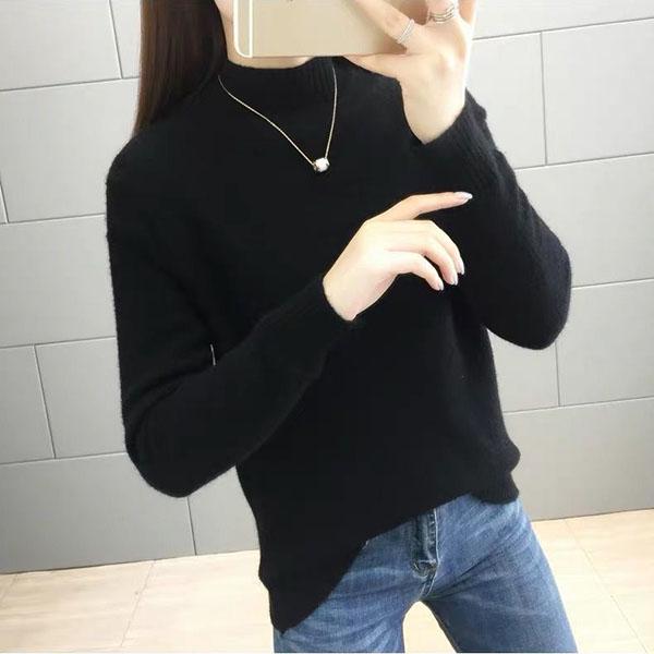 Fall/Winter Women Plus Velvet High-necked Sweater Short Thickened Warm Pullover Sweater Large Size Knit Jumper Bottoming Shirt