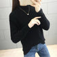 Women's high-necked Sweater Short Loose Thickened Pullover Sweater Fall/Winter Knit Jumper Bottoming Shirt