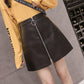 High Waist Leather Skirt Women Sexy Mini Bodycon Pencil Skirts Spring Front Zipper PU A-Line Skirt