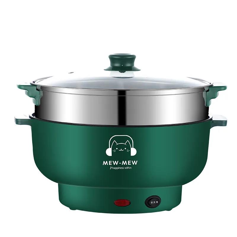 400W/800W Dual-levels Electric Heat Pot 20cm Mini Non-stick Cookware Boiling Soup Pot for One Person