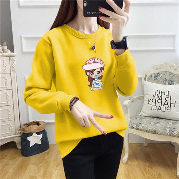 Little Girl Head Solid Color Sweater Autumn and Winter Round Neck Bottoming Shirt Long Sleeve Loose Thick Coat