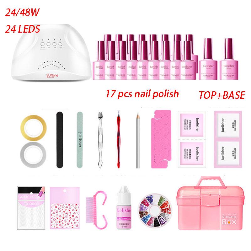 Nail Art Tools kit Nail Set UV LED Lamp Dryer 32 pcs Nail Gel Polish Kit Soak Off Manicure Tools Set