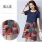 Vintage M-XXXL Summer Cotton and Linen Short-sleeved Knee-length Geometric Splicing Dress
