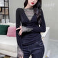 Spring and Autumn Women's Long-sleeved Round Neck Slim Bottoming Shirt Solid Color Top