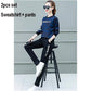 Joker Long -Sleeved Casual Sweatshirt Set Large Size Spring And Autumn Women 'S Clothing 2pcs Set