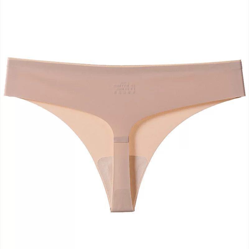 Women's Seamless Panties Thong Mid-waist Antibacterial One Piece Invisible Ultra-thin T Pants Women