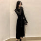 Fashion black lace lace dress Slim lace suspender dress female plus size long sleeve dress woman