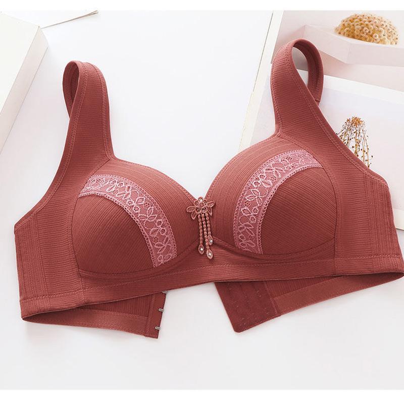 Large Size No Steel Ring Middle-aged and Elderly Mothers' Bras, Thin Gathered Beautiful Back Underwear Women's Bras