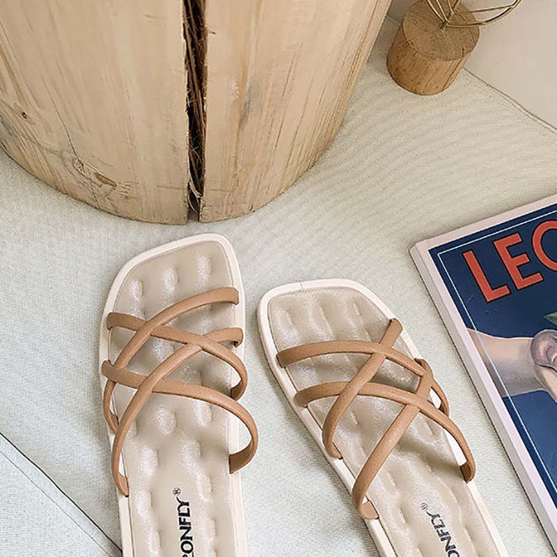 Ladies Sandals and Slippers for Outer Wear, Summer Korean Fashion Soft Bottom Non-slip Student Fairy Style Slippers