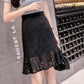 Women Sexy Tight A-line Lace Printed Short Skirt Knee-length Zippe Club Casual Home Office