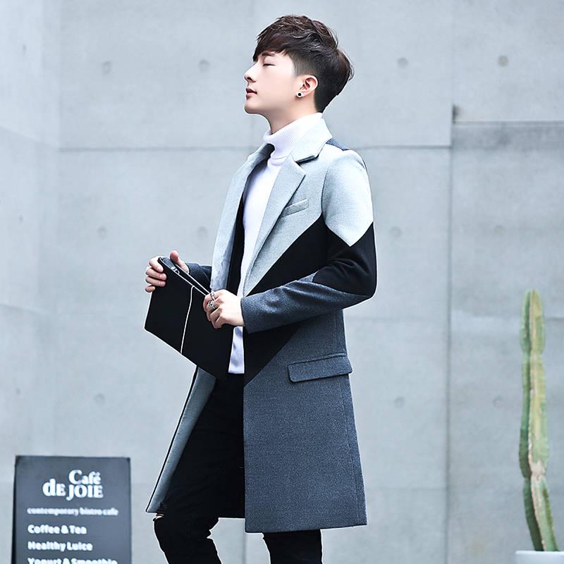Winter Woolen Coat Men Leisure Long Woolen Coats Mens Casual Fashion Jackets Casual Men Overcoat
