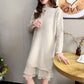 Autumn and Winter Long Lace Sweater Dress Casual Loose Knit Bottoming Shirt Pure Color Simple Female Sweater Dress