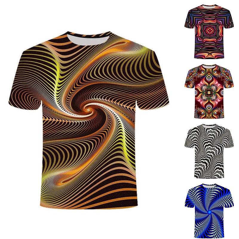 3D Swirl Print Shirt Summer Men T-shirt Personality Streetwear High Street Half Sleeve Tees Casual Breathable Pullover