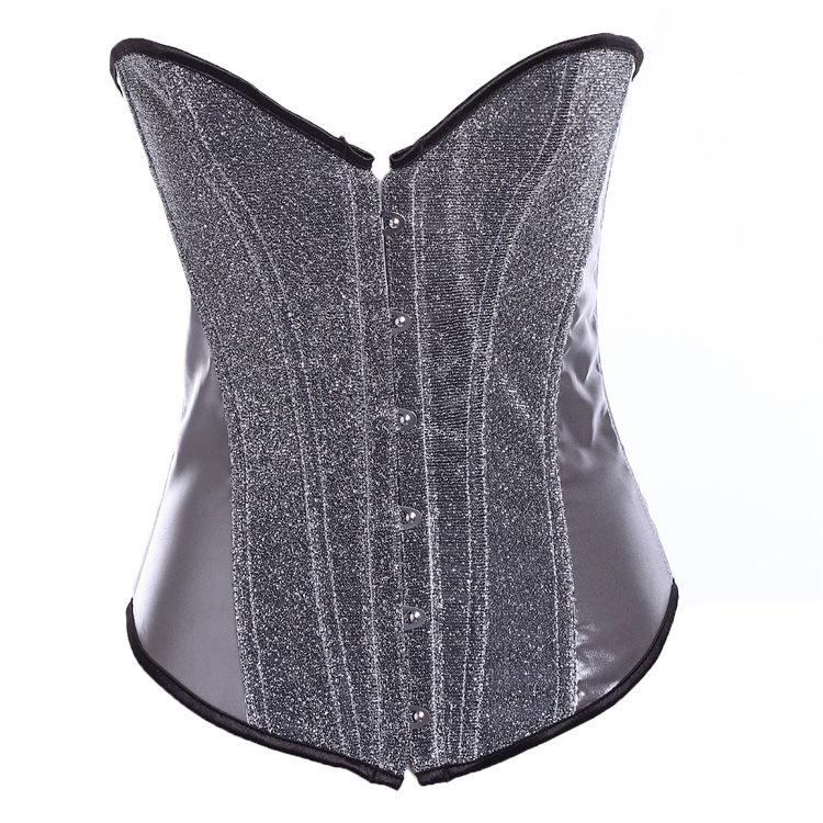 Jacquard Corset Satin Zipper Overbust Waist Trainer Sexy Red Black Apricot White Grey Gothic Corsets