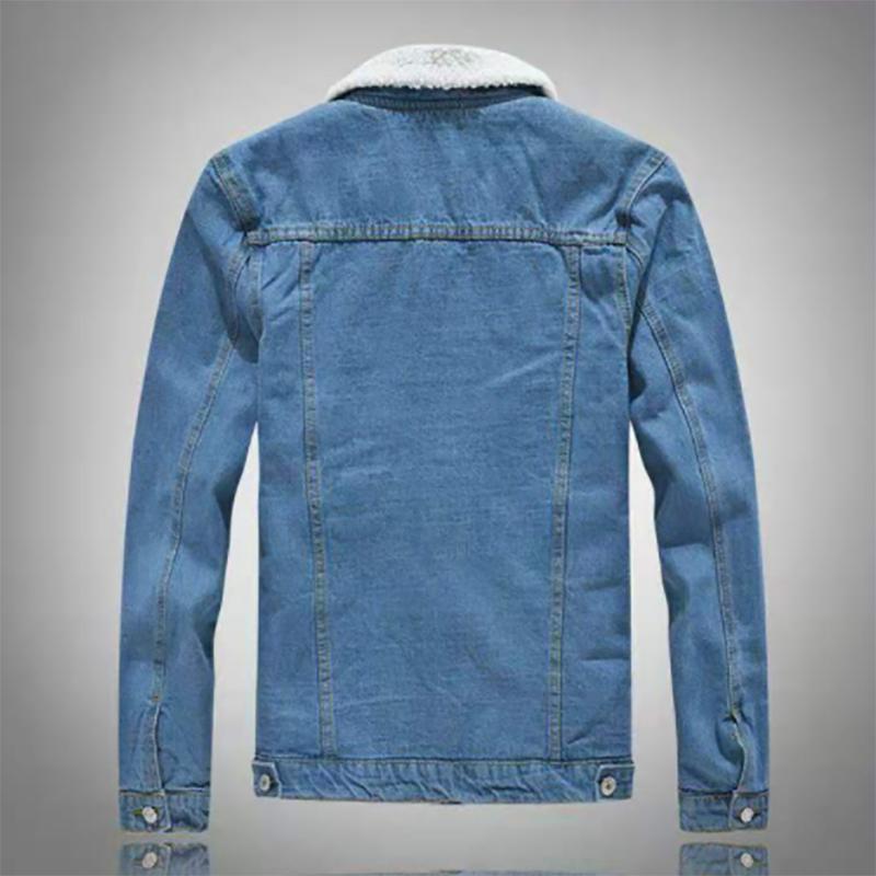 Men's Winter Lamb Velvet Denim Jacket Plus Velvet Padded Jacket Korean Style Slim Fashion Youth Top