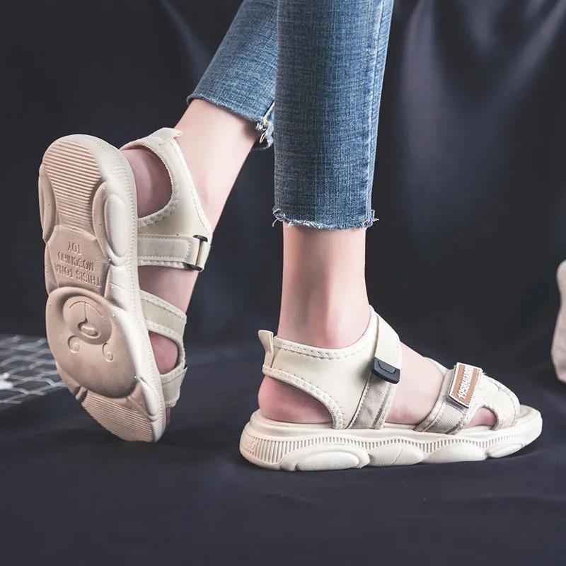 Sports Sandals Women's Soft Sole Lightweight Korean Fashion Sandals Student Velcro Beach Shoes