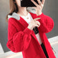 Autumn and Winter Knitted Plus Size Sweater Mid-length Korean Loose Sweater Thickened Simple Casual Women's Hoodie