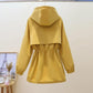 Windbreaker Women's Mid-length Hooded Jacket 2021 Spring and Autumn Korean Version Loose Waist Slimming Tooling Jacket