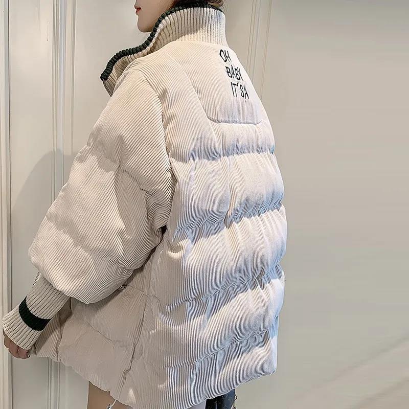 Winter Down Jacket Korean Version of Loose Corduroy Cotton Jacket Thick Warm Women's Short Down Jacket
