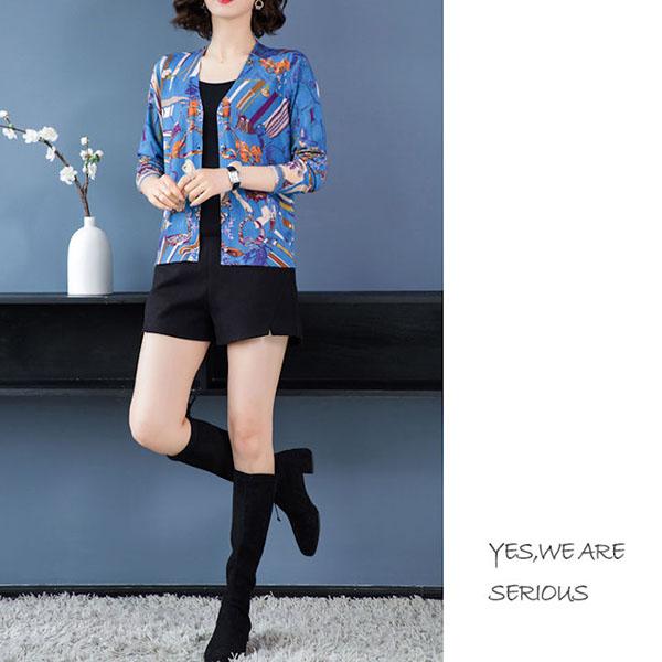 3D Printed Women's High-end Cardigan Thin Short Knitted Jacket Wool Cardigan Plus Size Woollen Cardigan Outer Wear