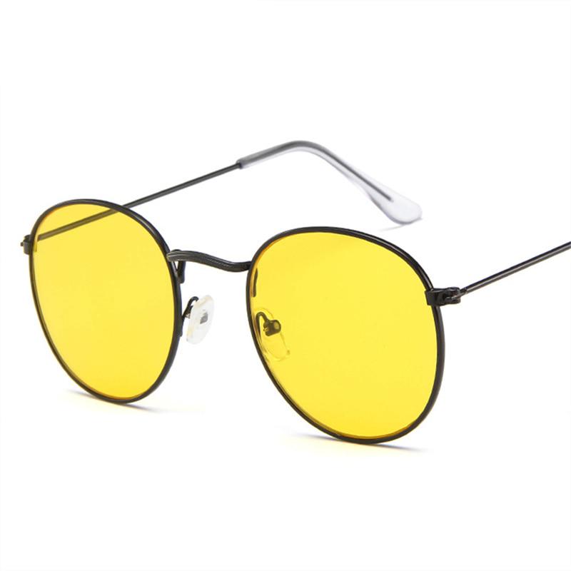 Women Men Round Sunglasses Brand Designer Red Yellow Sun Glasses Alloy Frame Retro Glasses Fashion S