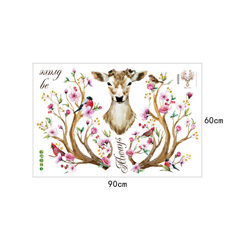 [Wall sticker ]Cartoon Plum Flower Deer Animals Wall Stickers For Kids Rooms Nursery Baby Children D