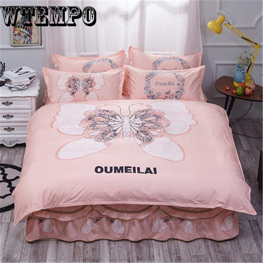 Cotton Bed Skirt Bed Flat Fitted Sheet Bedding Bed Sets Geometric Pattern Queen King Size