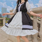 Girl Cosplay Dress Lolita Style Puff Sleeve Bandage Sweet Sailor Collar Lace Dress Kawaii Ruffles Dress