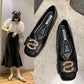 Retro British Style Square-toed Ladies Flat Shoes Non-slip Lightweight Soft Leather Non-grinding Feet Working Women Can Wear Casual Shoes