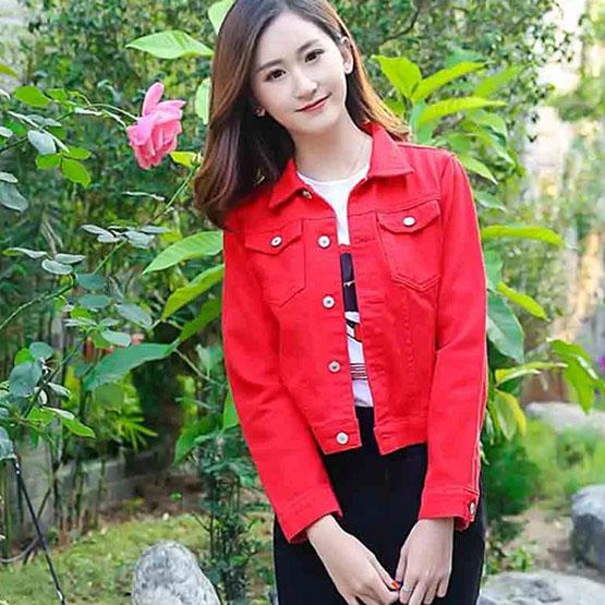 Women's Spring and Autumn Lapel Solid Color Casual Denim Buttons Blazer Large Size Casual Streetwear Short Jacket Cardigan