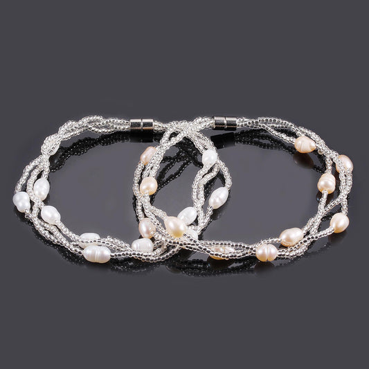 Freshwater pearl bracelet Wrist chain Fashion magnet obedient girl multi-layer Freshwater pearl bracelet