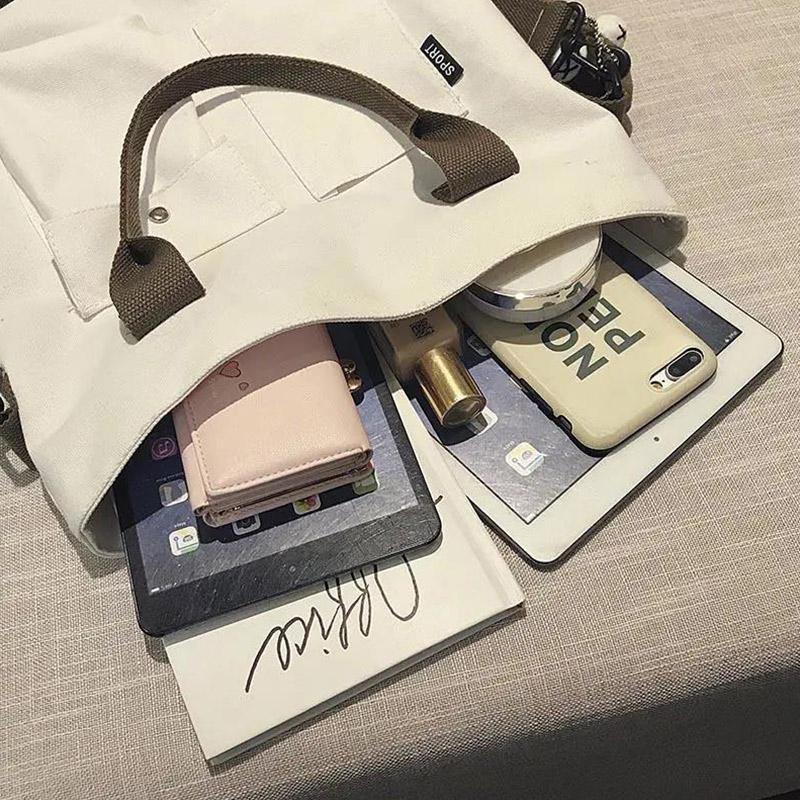 Canvas Big Bag Female Bag Korean Student Class Portable Tote Bag Shoulder Messenger Bag Trend