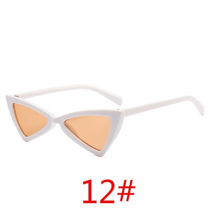 WTEMPO Women's Fashion 12 Colors Triangle Small Cat Eye Sunglasses Beach Leisure Vacation UV Protec