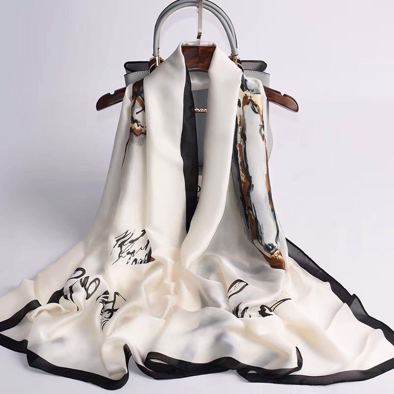 Women Vintage Printed Square Satin Scarf Scarves Neckerchief Shawl Wrap