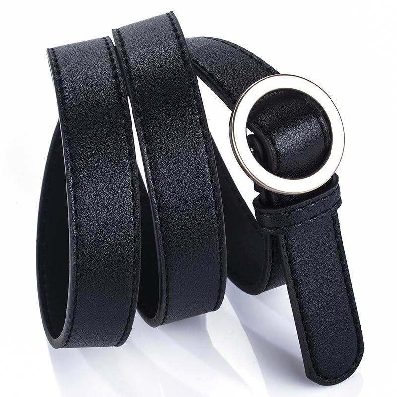 Round Alloy Belt with Black Simple and Easy To Match with Dirt-resistant and Wear-resistant Thin Belt
