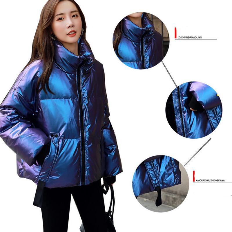 2020 New Ladies Down Jacket Shiny Short Parker Clothing Female Student Fashion Loose Winter Jacket