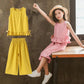 Girls' Suits Summer Clothes Western Style Children's Summer Cotton Domineering Girls Fashionable Wide-leg Pants Two-piece Suit