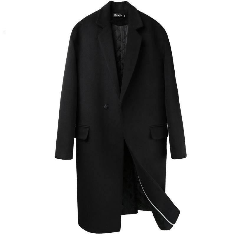 Winter Wool Jacket Men's Cashmere Coat Casual Loose Woolen Coat Men's Long Cotton Collar Trench Coat