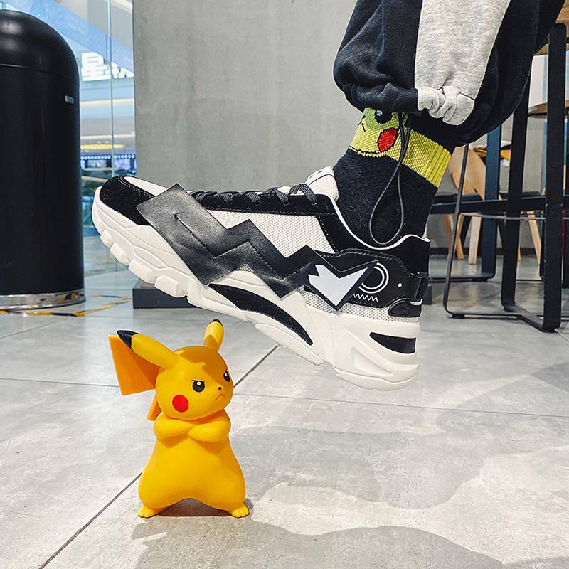 Thick bottom dad shoes fly weave student Running sneakers men comfortable colorful daddy shoes