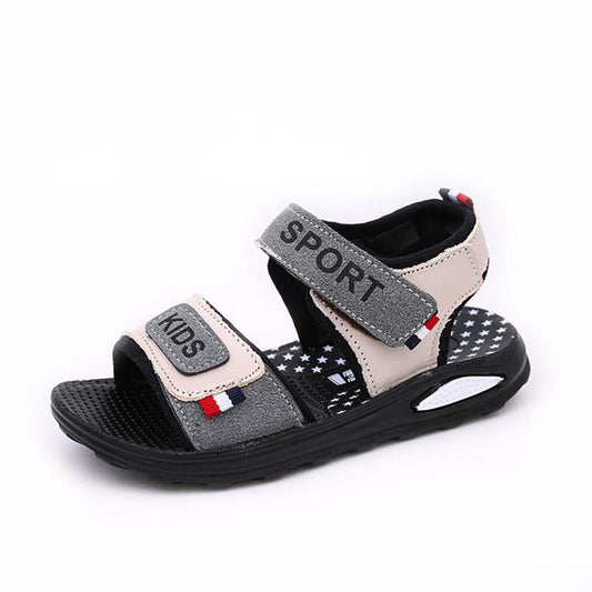 Boys Sandals Summer Children's Leather Sandals Soft Sole Wear-resistant Lightweight Velcro Beach Sandals