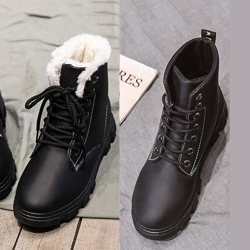Women's Snow Boots Bottes Femme Winter Lace Up Ankle Botas 35-40 Botas De Mujer