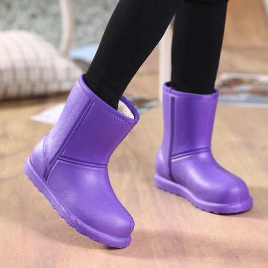 Plus Velvet Snow Boots Non-slip Warm and Waterproof Rain Boots EVA Integrated Shoes Kitchen Laundry Work Shoes