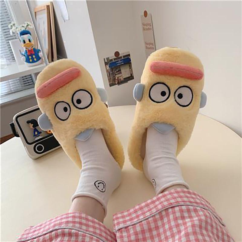Cute Duckling Cotton Slippers To Keep Warm Autumn and Winter Flat Shoes Indoor Non-slip Cotton Shoes Soft Shoes
