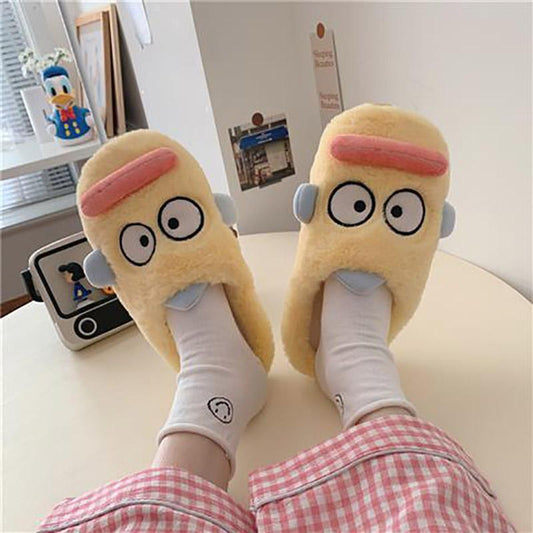Cute Duckling Cotton Slippers To Keep Warm Autumn and Winter Flat Shoes Indoor Non-slip Cotton Shoes Soft Shoes
