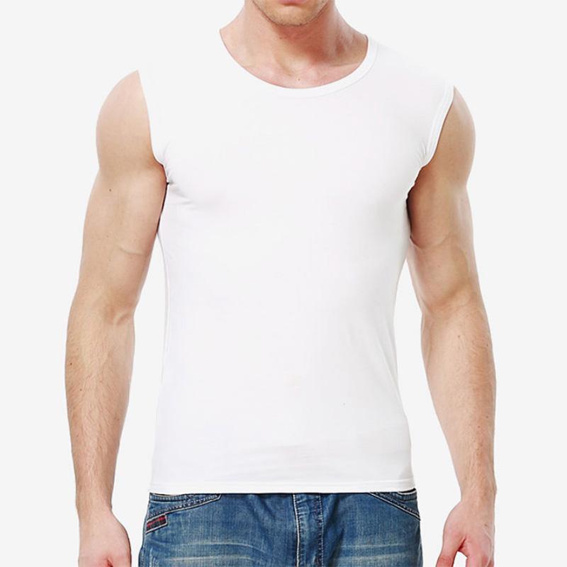 Men's Solid Color Vest Wide Shoulder Youth Slim Fit Tight Loose Fitted Undershirt Large Size Sports Vest Sleeveless Vest